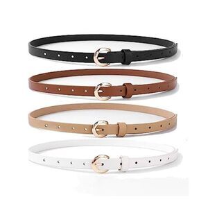 4 Pack Women Skinny Belts for Jeans Dress Thin Waist Belt for Ladies